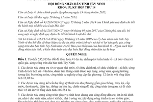 Nghị quyết 18/2019/NQ-HĐND thu hồi đất phát triển kinh tế xã hội Tây Ninh