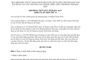 Nghị quyết 13/2019/NQ-HĐND mức chi từ ngân sách để tổ chức Hội thi Sáng tạo kỹ thuật Bắc Kạn