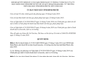 Quyết định 38/2019/QĐ-UBND phê duyệt Đề án Quy hoạch karaoke vũ trường tỉnh Bình Phước