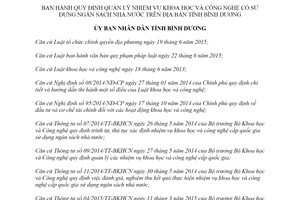 Quyết định 30/2019/QĐ-UBND quản lý nhiệm vụ khoa học sử dụng ngân sách nhà nước Bình Dương