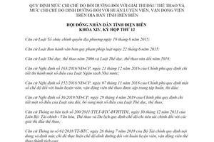 Nghị quyết 17/2019/NQ-HĐND mức chi chế độ dinh dưỡng đối với huấn luyện viên tỉnh Điện Biên
