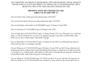 Nghị quyết 40/2019/NQ-HĐND mức giá khám bệnh không thuộc Quỹ bảo hiểm y tế tỉnh Quảng Trị