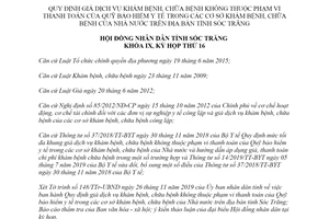 Nghị quyết 15/2019/NQ-HĐND giá dịch vụ khám bệnh không thuộc Quỹ bảo hiểm y tế Sóc Trăng