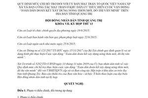 Nghị quyết 41/2019/NQ-HĐND mức chi hỗ trợ Toàn dân đoàn kết xây dựng nông thôn mới Quảng Trị