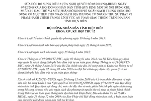 Nghị quyết 18/2019/NQ-HĐND mức chi đặc thù từ nguồn thu xử phạt an toàn giao thông Điện Biên