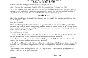 Nghị quyết 226/NQ-HĐND 2019 tổ chức các kỳ họp thường lệ Hội đồng nhân dân tỉnh Vĩnh Long