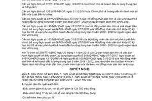 Nghị quyết 211/NQ-HĐND 2019 điều chỉnh kế hoạch đầu tư công trung hạn tỉnh Vĩnh Long