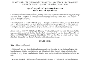 Nghị quyết 223/2019/NQ-HĐND phân cấp quản lý tài sản kết cấu hạ tầng thủy lợi tỉnh Quảng Ninh