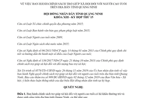 Nghị quyết 229/2019/NQ-HĐND chính sách người cao tuổi có hộ khẩu thường trú tỉnh Quảng Ninh