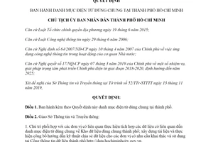 Quyết định 5186/QĐ-UBND 2019 danh mục điện tử dùng chung thành phố Hồ Chí Minh