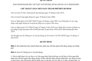 Quyết định 5188/QĐ-UBND 2019 danh mục dữ liệu người dân dùng chung thành phố Hồ Chí Minh