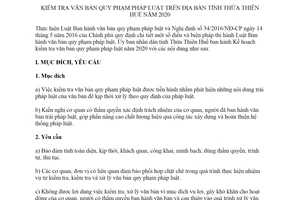 Kế hoạch 250/KH-UBND 2019 kiểm tra văn bản quy phạm pháp luật trên địa bàn tỉnh Thừa Thiên Huế