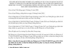 Thông tư 17/2019/TT-BTTTT sửa đổi Thông tư 17/2012/TT-BTTTT thông tin liên lạc