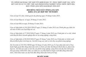 Nghị quyết 08/2019/NQ-HĐND chính sách khuyến khích đầu tư tiêu thụ sản phẩm nông nghiệp Lạng Sơn