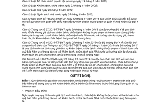 Nghị quyết 15/2019/NQ-HĐND giá chữa bệnh không thuộc quỹ bảo hiểm y tế tỉnh Lạng Sơn