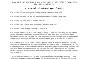 Quyết định 32/2019/QĐ-UBND Quy chế phối hợp quản lý trật tự xây dựng tỉnh Bà Rịa Vũng Tàu