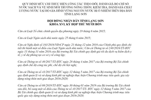 Nghị quyết 10/2019/NQ-HĐND mức chi thực hiện công tác đánh giá bộ chỉ số nước sạch Lạng Sơn