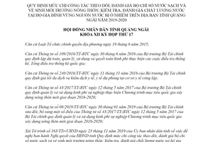 Nghị quyết 17/2019/NQ-HĐND mức chi đánh giá bộ chỉ số nước sạch nông thôn Quảng Ngãi