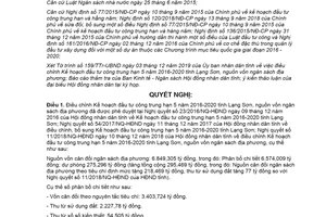 Nghị quyết 16/2019/NQ-HĐND điều chỉnh Kế hoạch đầu tư công trung hạn tỉnh Lạng Sơn