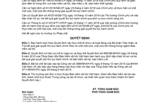 Quyết định 2192/QĐ-BHXH 2019 hoạt động Bộ phận Tiếp nhận thủ tục hành chính ngành Bảo hiểm