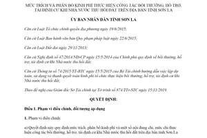 Quyết định 42/2019/QĐ-UBND kinh phí bồi thường hỗ trợ tái định cư khi Nhà nước thu hồi đất Sơn La