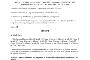 Nghị định 94/2019/NĐ-CP hướng dẫn Luật Trồng trọt giống cây trồng và canh tác