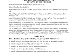 Nghị quyết 243/2019/NQ-HĐND Bảng giá đất tỉnh Hưng Yên giai đoạn 2020 2024