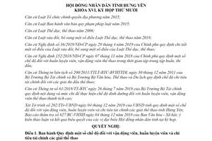 Nghị quyết 252/2019/NQ-HĐND chế độ đối với vận động viên huấn luyện viên tỉnh Hưng Yên