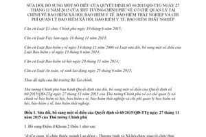 Quyết định 38/2019/QĐ-TTg sửa đổi Quyết định 60/2015/QĐ-TTg cơ chế quản lý tài chính bảo hiểm