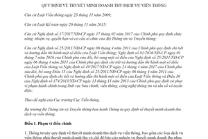 Thông tư 21/2019/TT-BTTTT thuyết minh doanh thu dịch vụ viễn thông