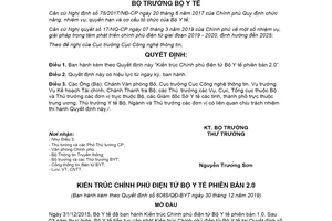 Quyết định 6085/QĐ-BYT 2019 Kiến trúc Chính phủ điện tử Bộ Y tế phiên bản 2.0