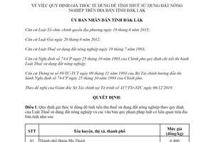 Quyết định 29/2019/QĐ-UBND giá thóc tẻ dùng tính tiền thu thuế sử dụng đất nông nghiệp Đắk Lắk