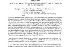 Hướng dẫn 38/HD-VKSTC 2019 lập yêu cầu tương trợ tư pháp gửi Viện kiểm sát tối cao Trung Quốc