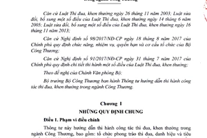 Thông tư 40/2019/TT-BCT hướng dẫn thi hành công tác thi đua khen thưởng trong ngành Công thương