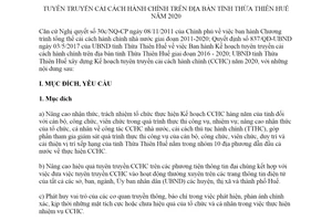 Kế hoạch 255/KH-UBND 2019 tuyên truyền cải cách hành chính trên địa bàn tỉnh Thừa Thiên Huế