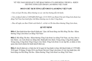 Quyết định 1786/QĐ-TLĐ 2019 Quy chế hoạt động của Hội đồng Thi đua Khen thưởng