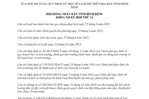 Nghị quyết 37/2019/NQ-HĐND Quy định phí và lệ phí trên địa bàn tỉnh Bình Định