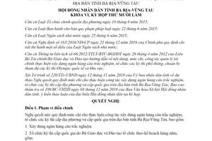 Nghị quyết 122/2019/NQ-HĐND mức chi cho công tác xây dựng ngân hàng câu trắc nghiệm Vũng Tàu