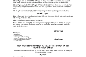 Quyết định 3196/QĐ-BTNMT 2019 Kiến trúc Chính phủ điện tử ngành tài nguyên và môi trường