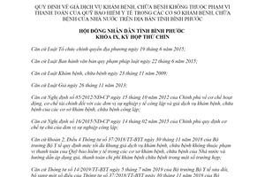 Nghị quyết 16/2019/NQ-HĐND giá dịch vụ khám bệnh không thuộc Quỹ bảo hiểm y tế Bình Phước