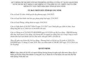 Quyết định 41/2019/QĐ-UBND chế độ người không hưởng lương ngân sách ứng phó sự cố Quảng Ninh