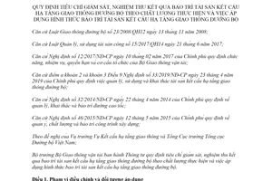 Thông tư 48/2019/TT-BGTVT giám sát kết quả bảo trì tài sản kết cấu hạ tầng giao thông đường bộ