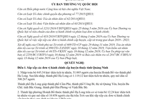 Nghị quyết 837/NQ-UBTVQH14 2019 sắp xếp đơn vị hành chính cấp huyện thuộc tỉnh Quảng Ninh