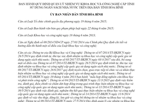 Quyết định 51/2019/QĐ-UBND nhiệm vụ khoa học cấp tỉnh sử dụng ngân sách nhà nước Hòa Bình