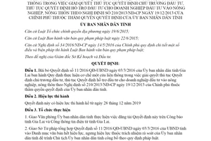 Quyết định 43/2019/QĐ-UBND cơ chế một cửa liên thông chủ trương đầu tư tỉnh Gia Lai