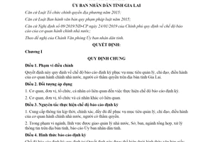 Quyết định 45/2019/QĐ-UBND quy định chế độ báo cáo định kỳ phục vụ mục tiêu quản lý Gia Lai