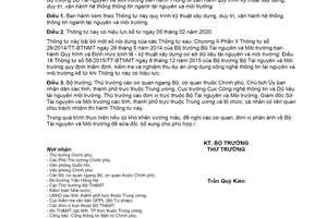 Thông tư 20/2019/TT-BTNMT xây dựng duy trì vận hành hệ thống thông tin ngành tài nguyên