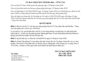 Quyết định 33/2019/QĐ-UBND bãi bỏ văn bản quy phạm pháp luật tỉnh Vũng Tàu
