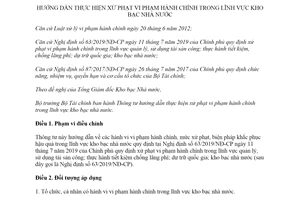 Thông tư 87/2019/TT-BTC thực hiện xử phạt vi phạm hành chính trong lĩnh vực kho bạc nhà nước