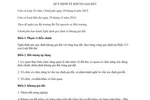 Nghị định 96/2019/NĐ-CP quy định khung giá đất